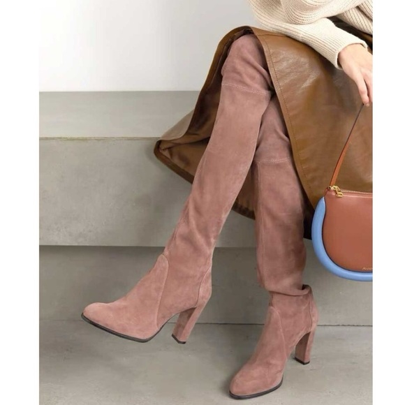 Stuart Weitzman Highland Over Knee Suede Boots Tall Taupe Classic Tan Brown US 9 - Picture 1 of 14